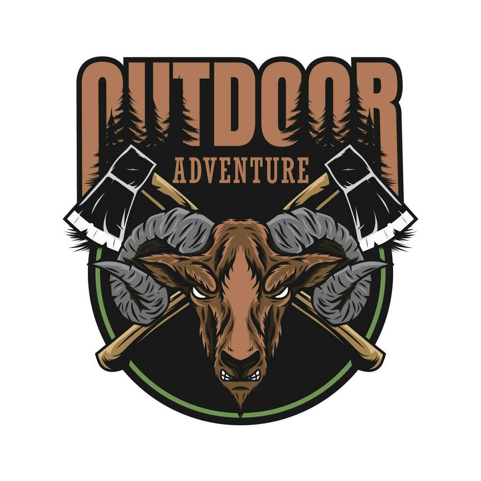 outdoor logo with goat mascot vector