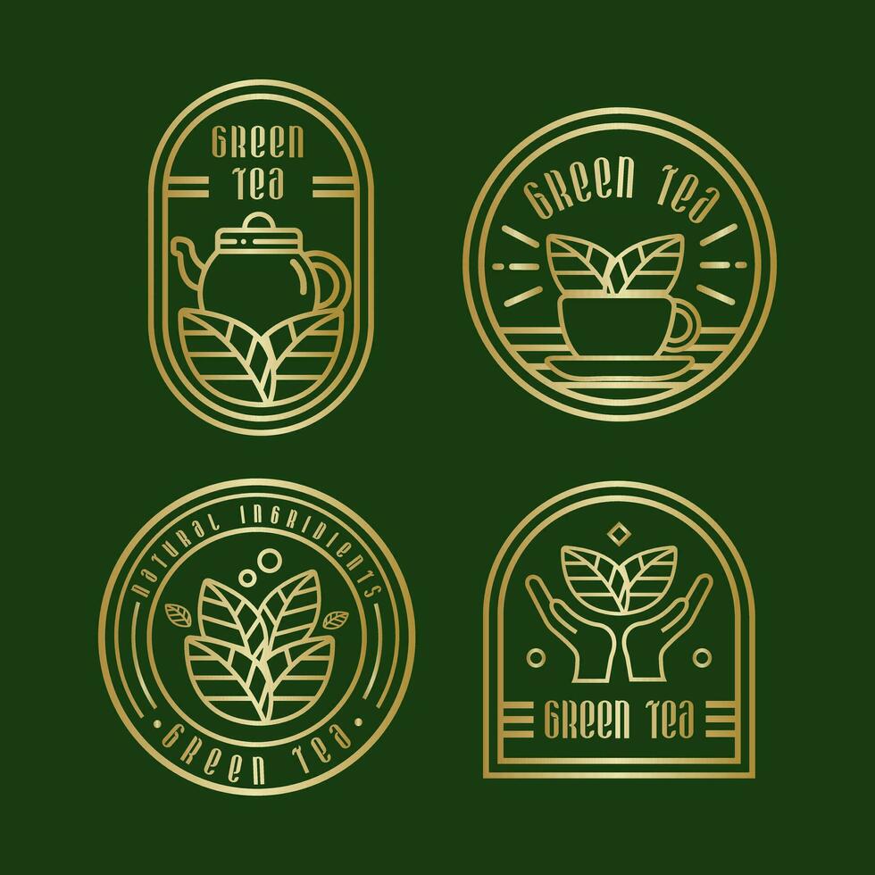 Vector Green Tea Matcha Tea Product Badges Logo Concept
