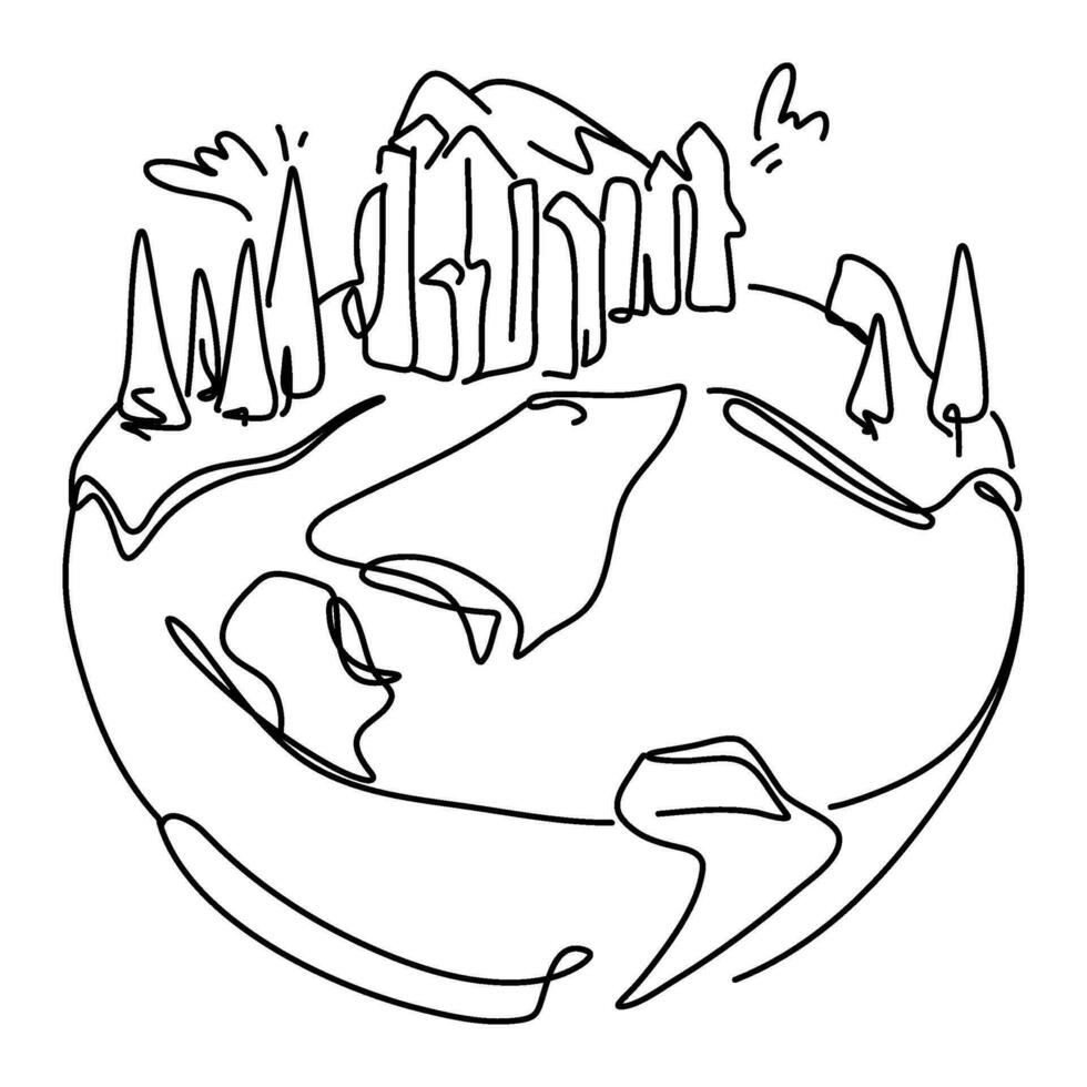 Flat Illustration Global Warming shows the Earth with a layer of green surrounding it. This layer represents the Earth's atmosphere, which helps to keep the planet warm by trapping solar radiation. vector