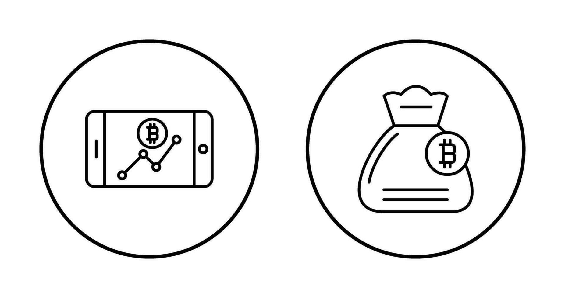 Line Chart and Money Bag Icon vector