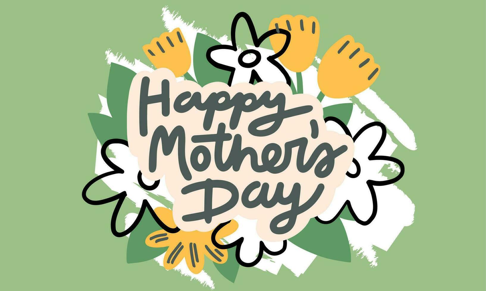 Happy mother's Day poster and banner template with cute illustration on classic background. Vector illustration for greeting card, shop, invitation