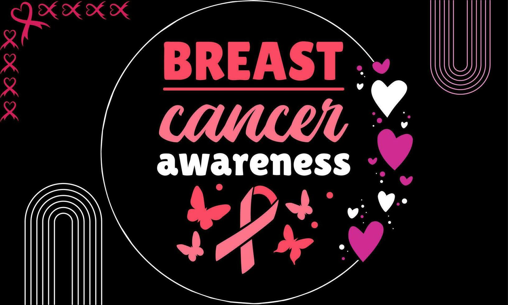 Breast cancer awareness month modern style banner template design. Editable banner with ribbon illustration vector