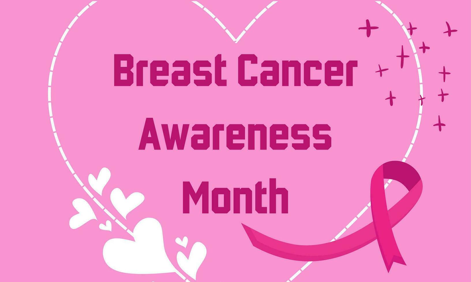 Breast cancer awareness month modern style banner template design. Editable banner with ribbon illustration vector