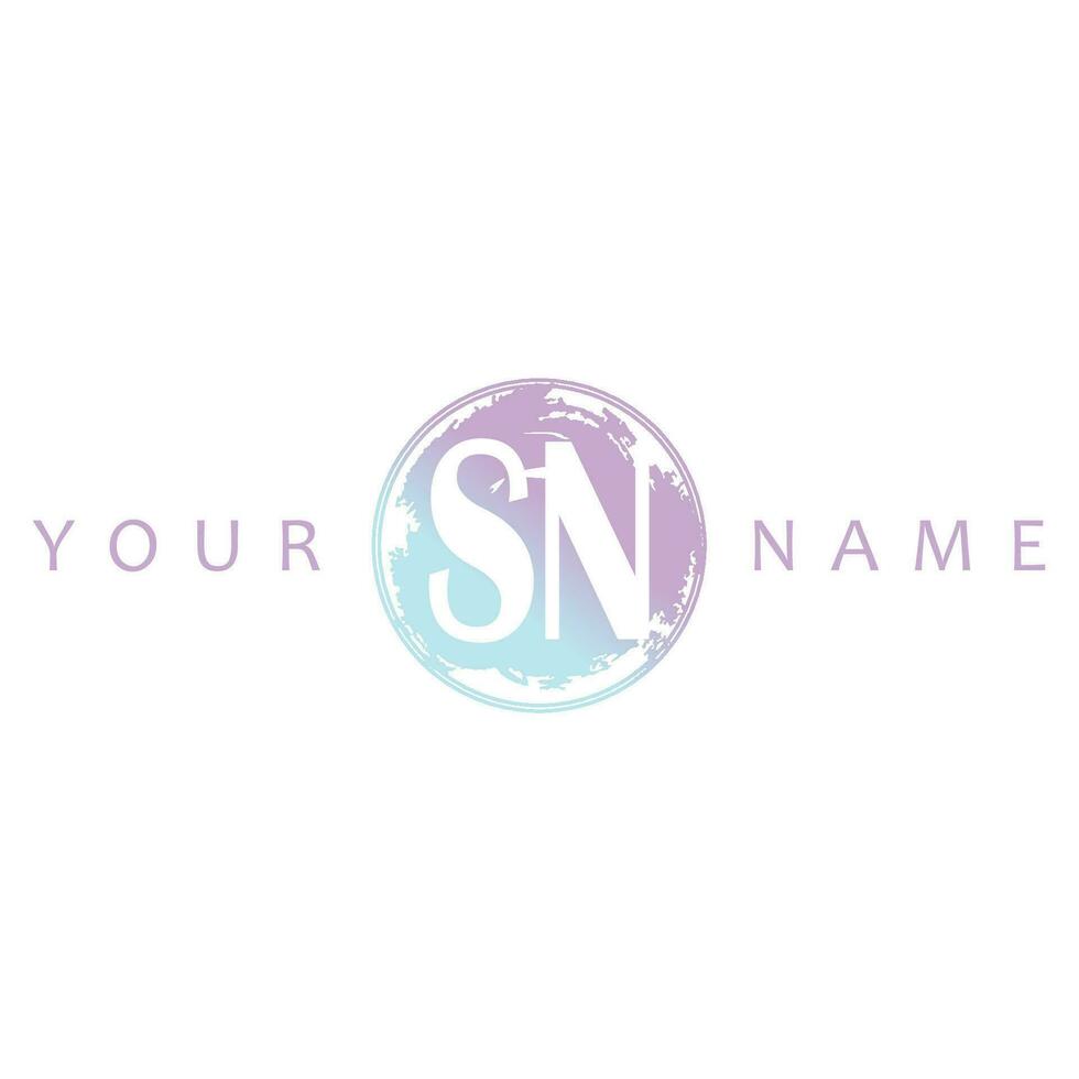 SN Initial Logo Watercolor Vector Design