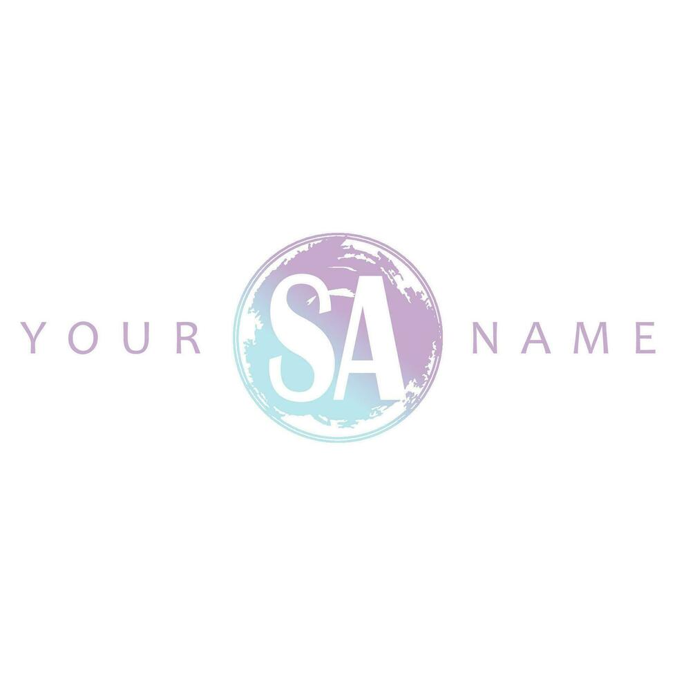 SA Initial Logo Watercolor Vector Design