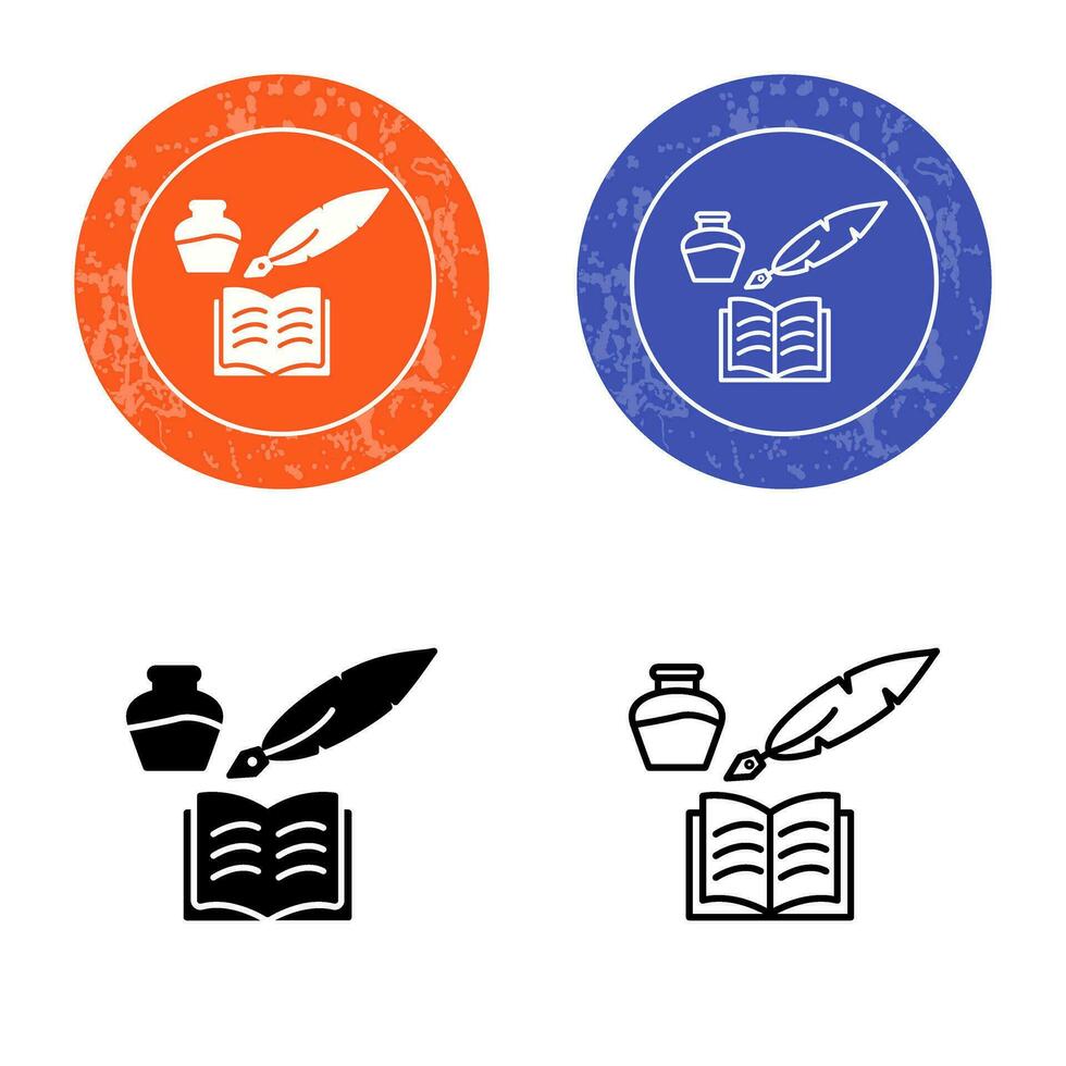 Unique Quill and Book Vector Icon