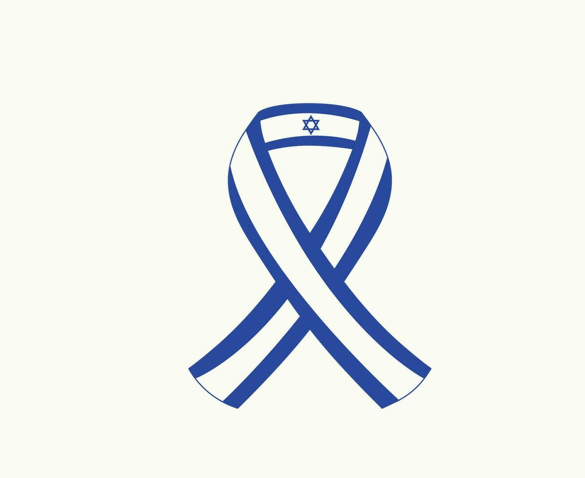 Israel Ribbon Emblem Flag Middle East country Icon Vector Illustration Abstract Design Element