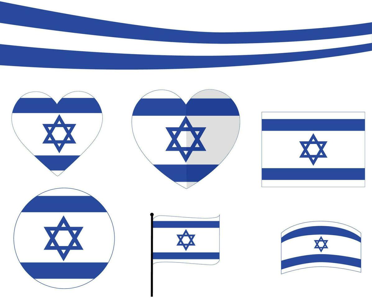 Israel banderas corazón cinta emblema medio este país icono vector ilustración resumen diseño elemento