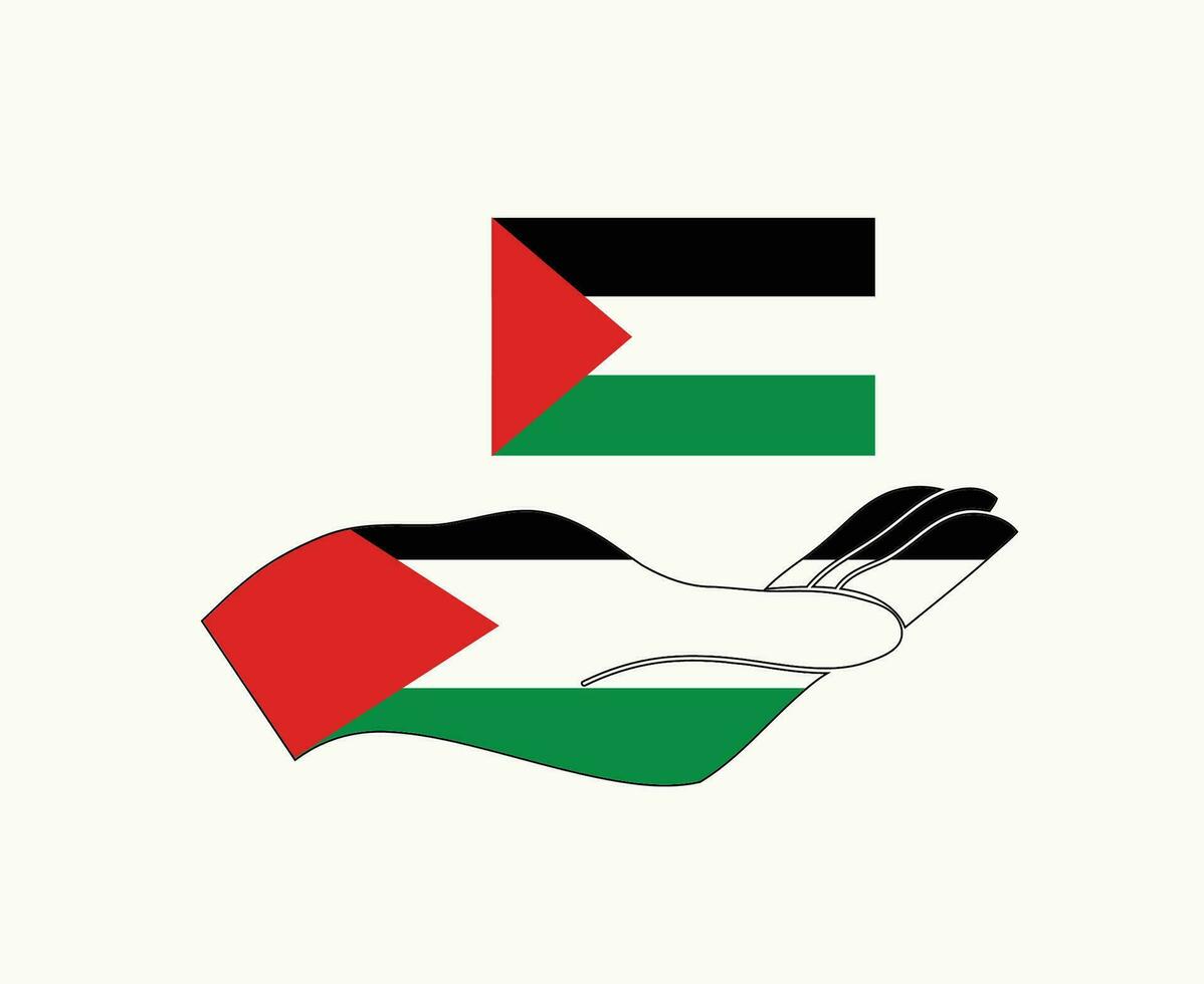 Palestina bandera y mano símbolo resumen medio este país vector ilustración diseño