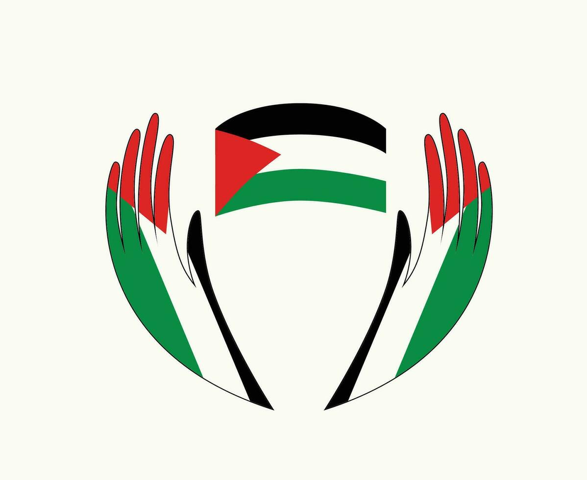 Palestine Emblem Flag With Hands Symbol Middle East country Abstract Design Vector illustration