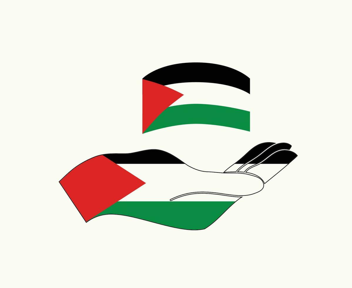 Palestine Emblem Flag And Hand Symbol Abstract Middle East country Vector illustration Design