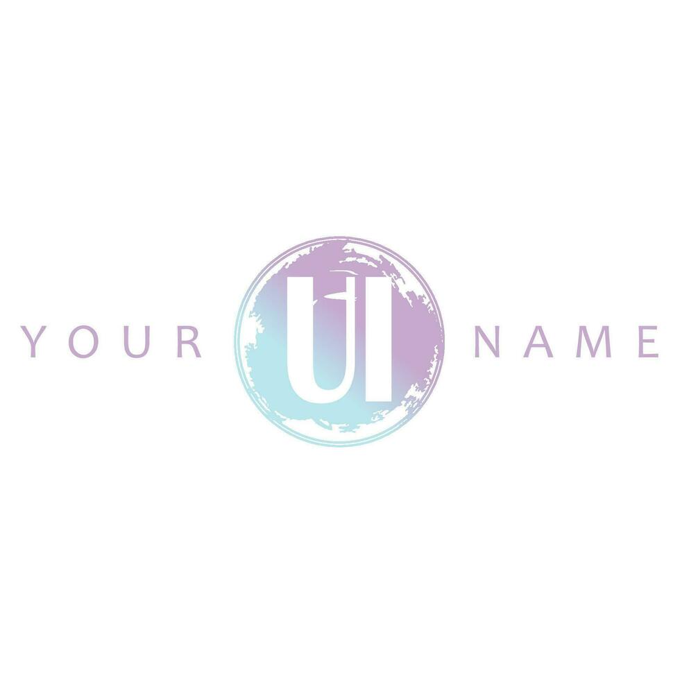 UI Initial Logo Watercolor Vector Design