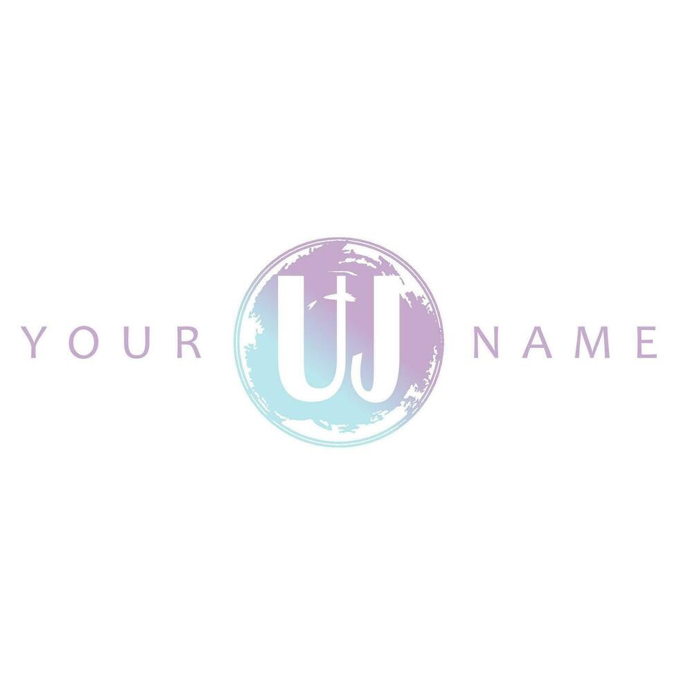 UJ Initial Logo Watercolor Vector Design