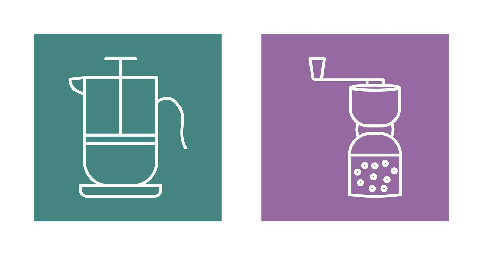 french press and coffee grinder  Icon vector