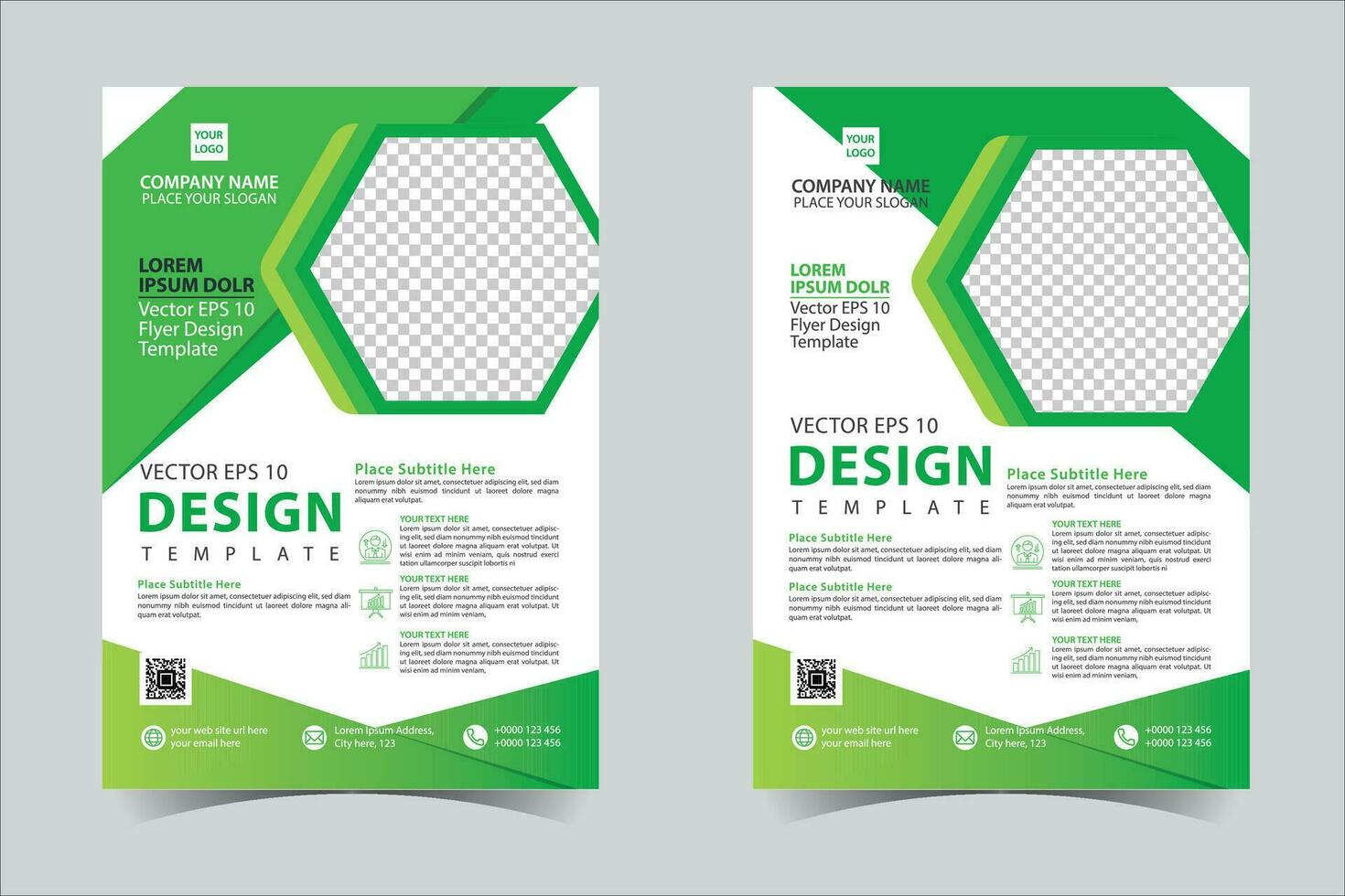 Green business annual report brochure flyer design template vector, Leaflet cover presentation abstract geometric background, modern publication poster magazine, layout in A4 size Free Vector