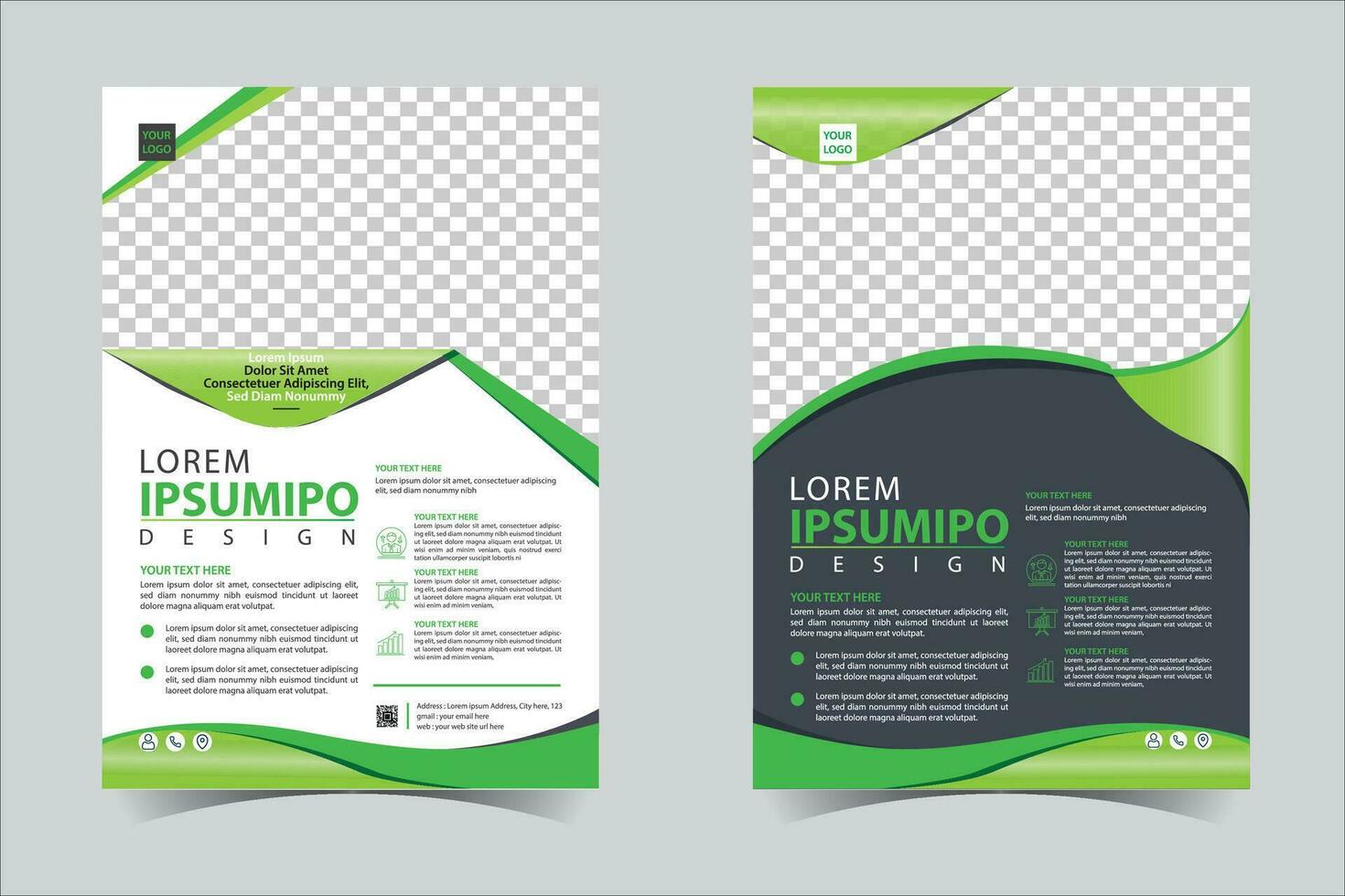 Green business annual report brochure flyer design template vector, Leaflet cover presentation abstract geometric background, modern publication poster magazine, layout in A4 size Free Vector