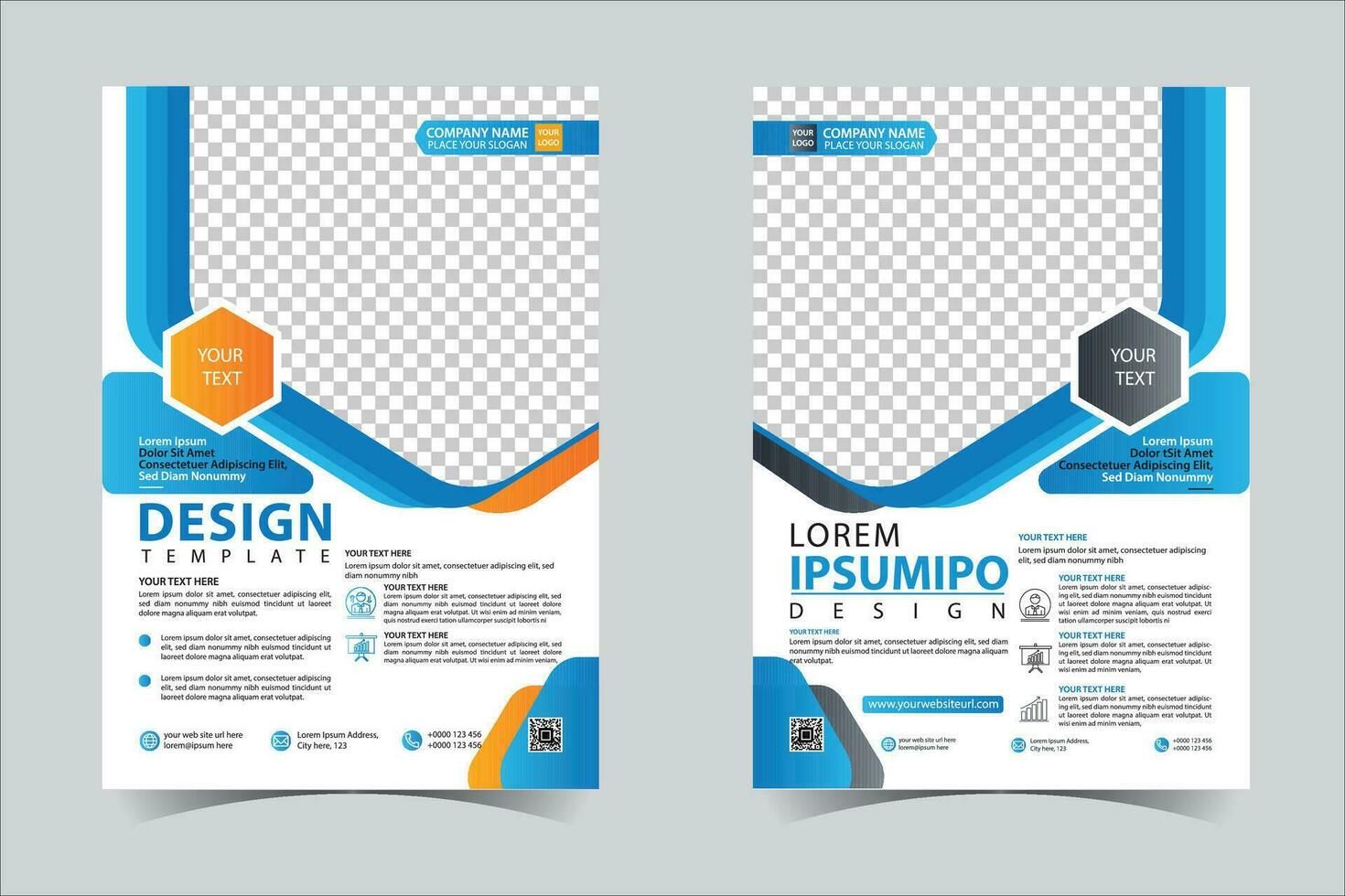 Blue business annual report brochure flyer design template vector, Leaflet cover presentation abstract geometric background, modern publication poster magazine, layout in A4 size Free Vector