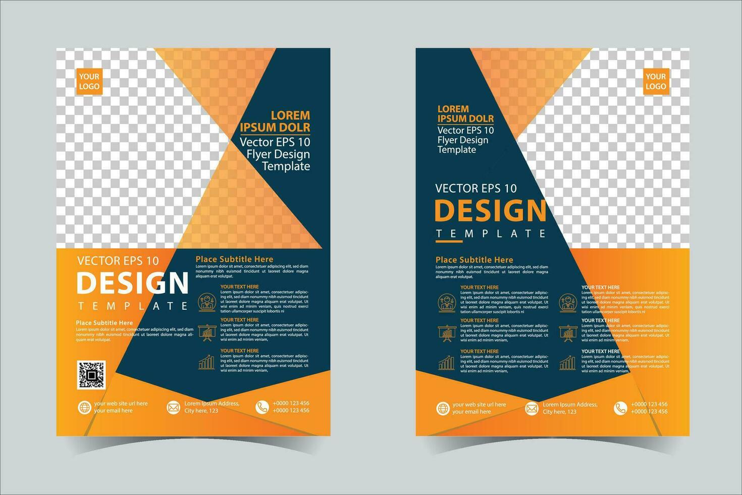 Orange, Black business annual report brochure flyer design template vector, Leaflet cover presentation abstract geometric background, modern publication poster magazine, layout in A4 size Free Vector