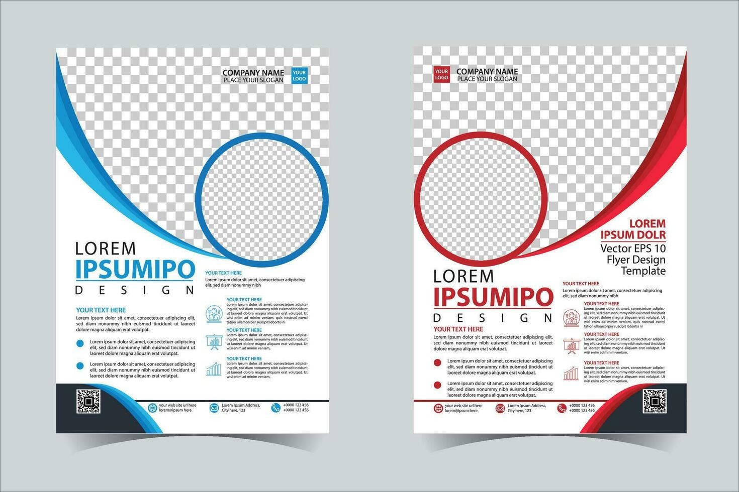 Blue and Red business annual report brochure flyer design template vector, Leaflet cover presentation abstract geometric background, modern publication poster magazine, layout in A4 size Free Vector
