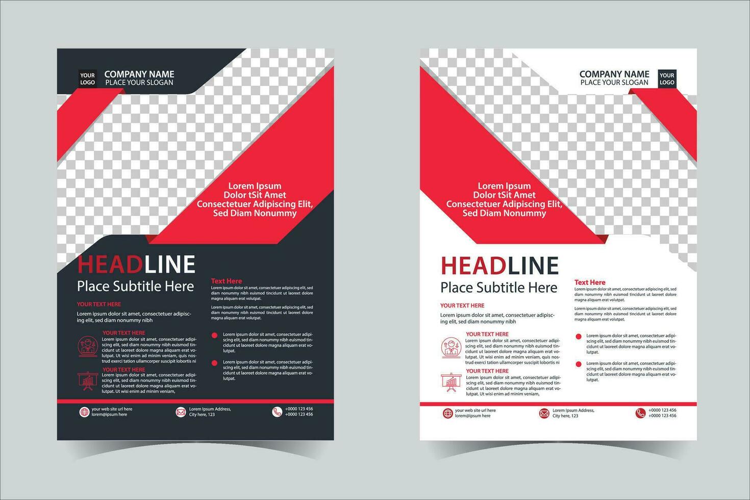 Red and Black business annual report brochure flyer design template vector, Leaflet cover presentation abstract geometric background, modern publication poster magazine, layout in A4 size Free Vector