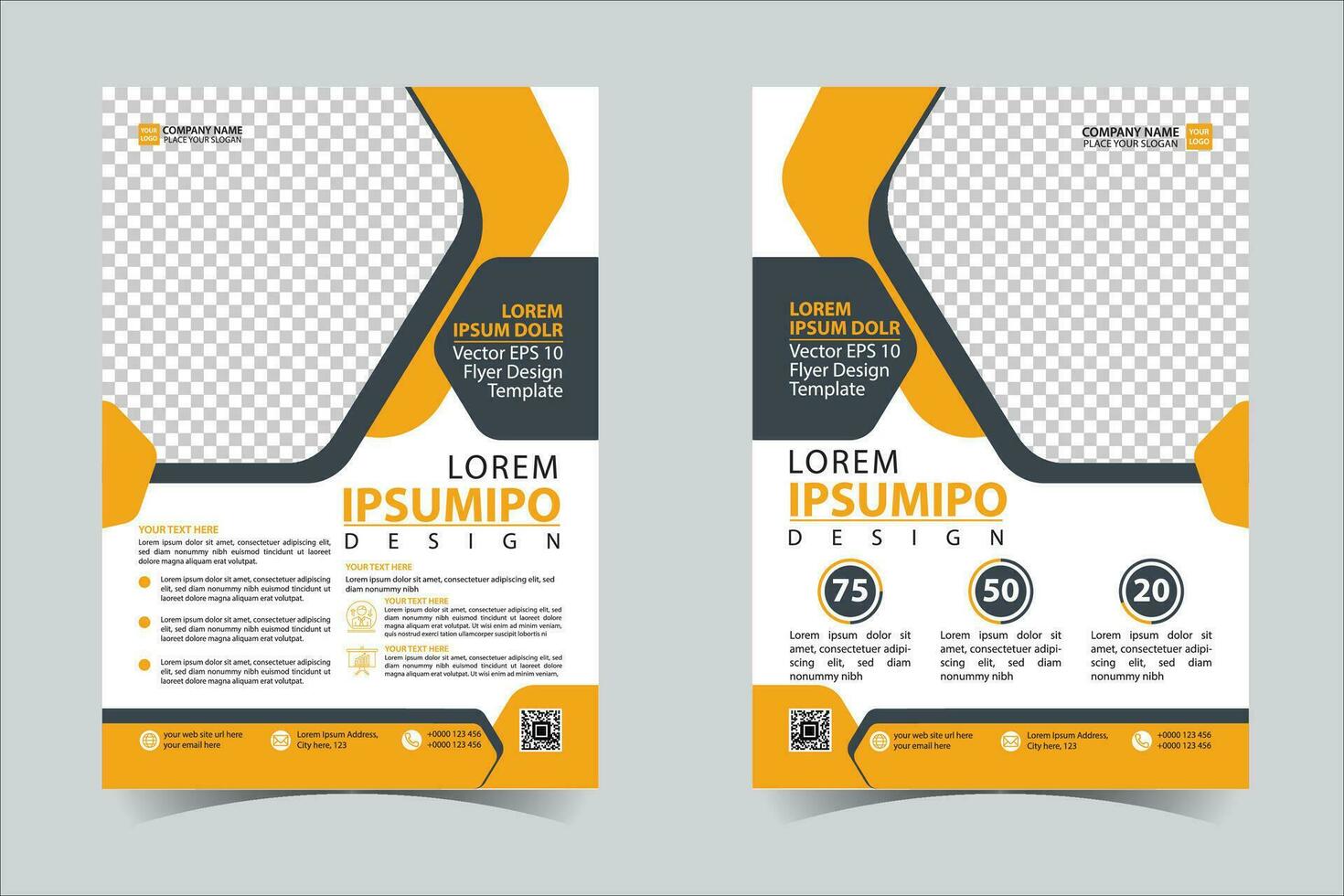 Yellow color business annual report brochure flyer design template vector, Leaflet cover presentation abstract geometric background, modern publication poster magazine, layout in A4 size Free Vector