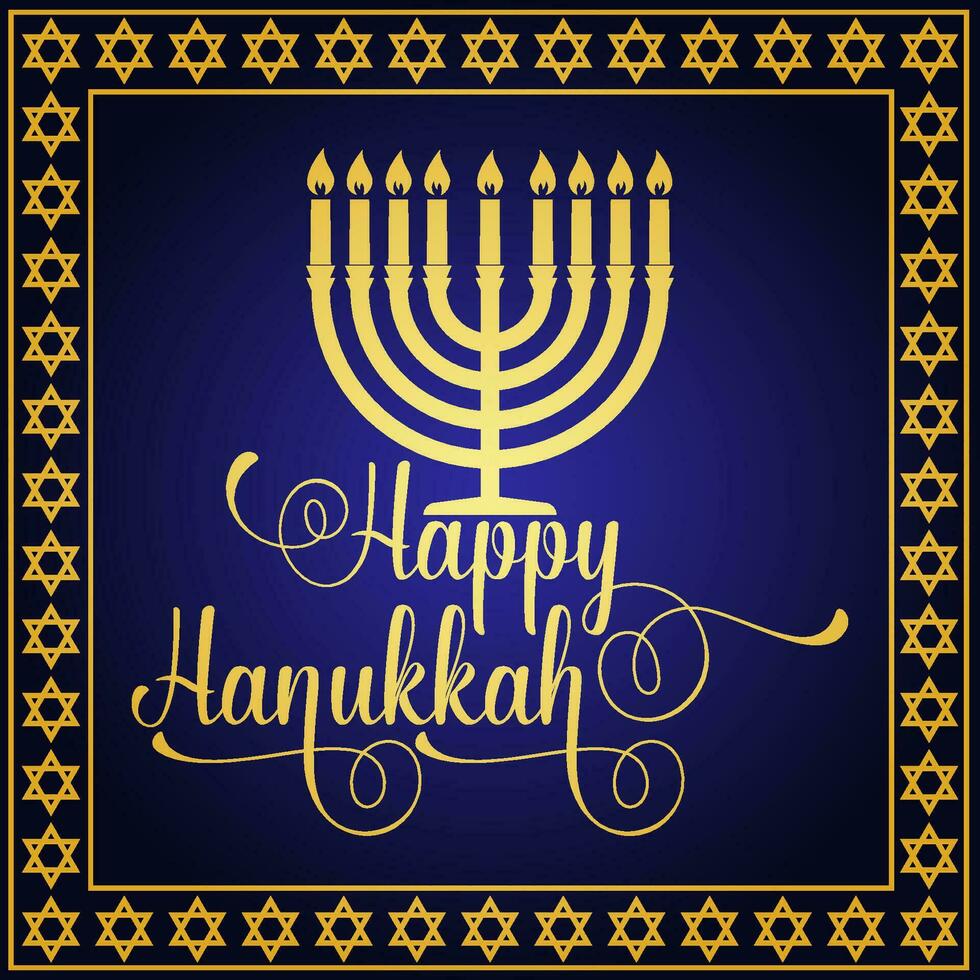 Happy Hanukkah greeting card. Typography design. vector