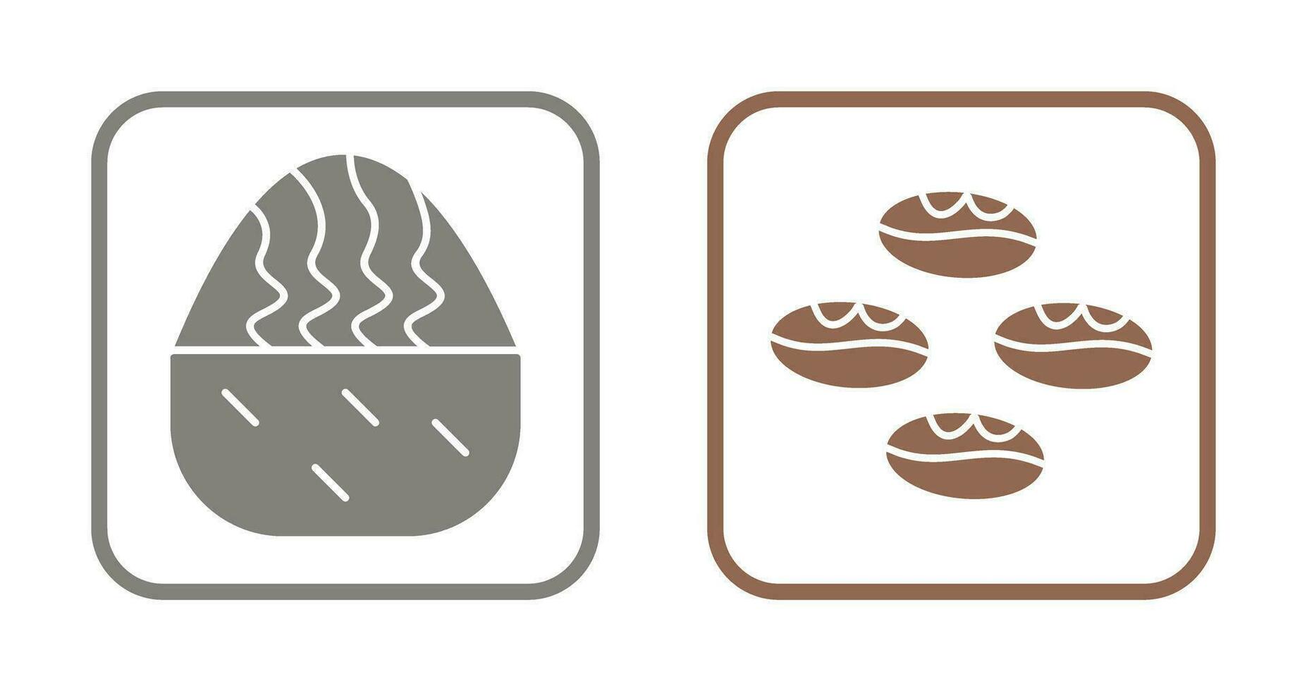 cream muffin and coffee beans  Icon vector