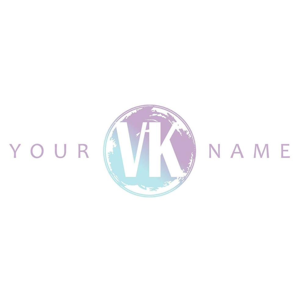 VK Initial Logo Watercolor Vector Design