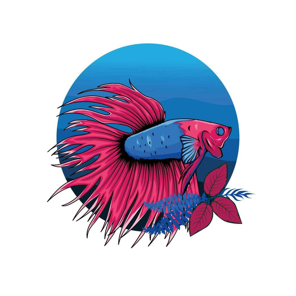 fish vector illustration, fighting fish logo design template