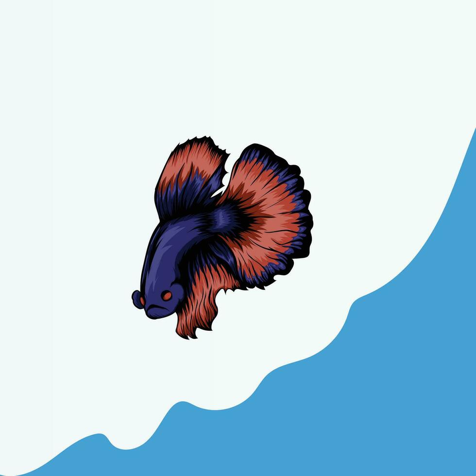 fish vector illustration, fighting fish logo design template