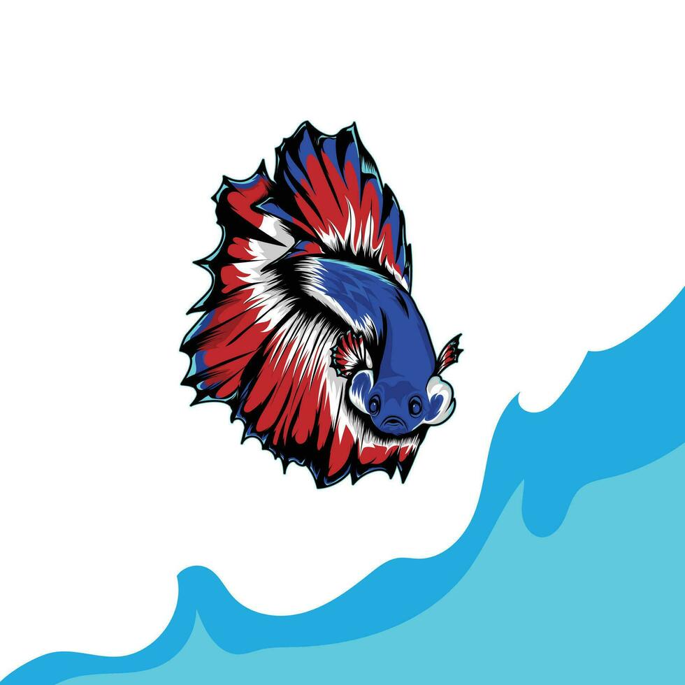 fish vector illustration, fighting fish logo design template