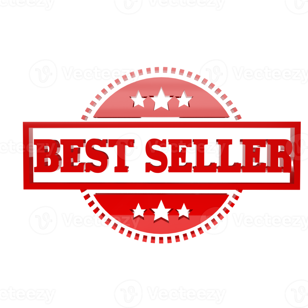 The red Bestsellers for Advertising or Marketing concept 3d rendering png