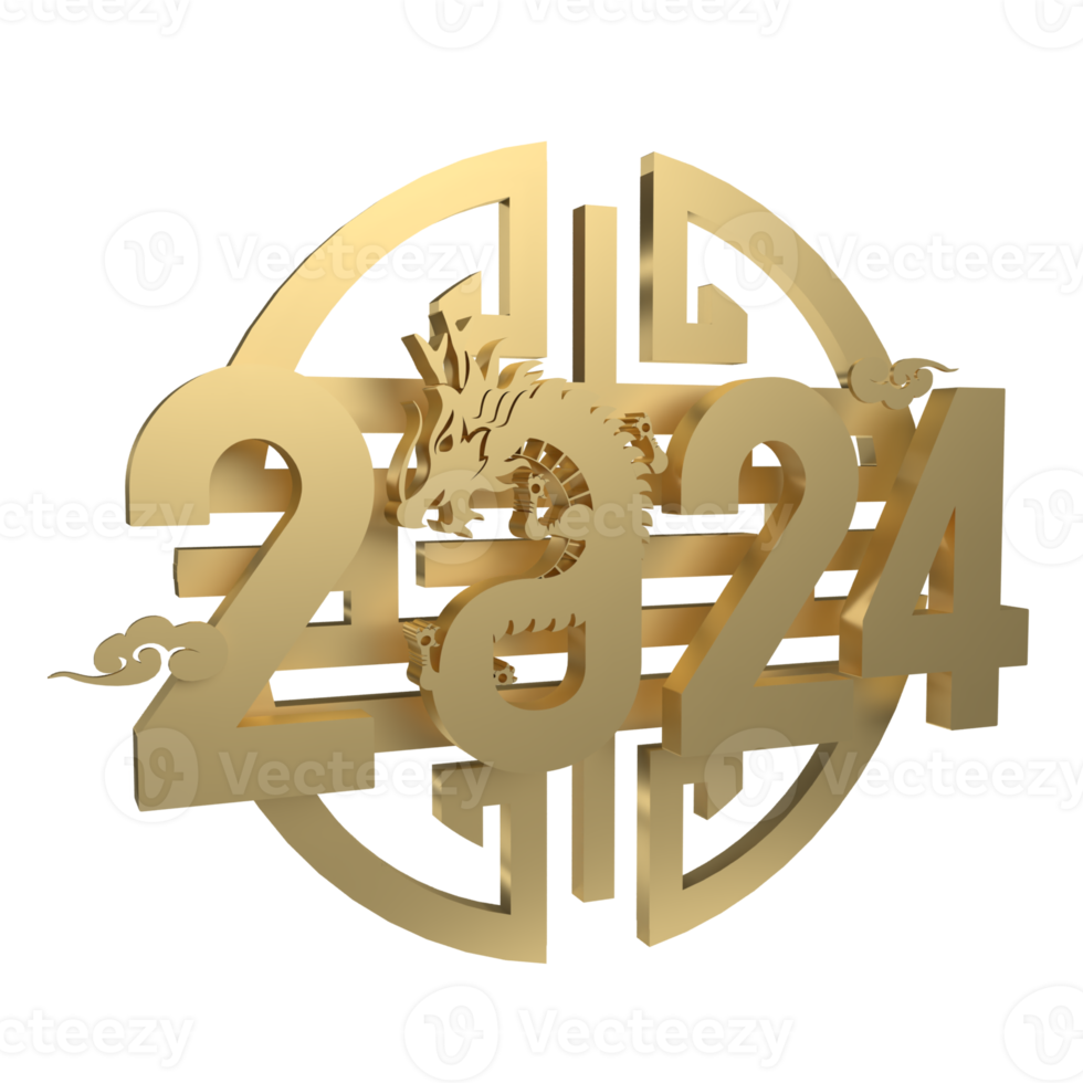 The 2024 year of dragon for holiday concept 3d rendering. png