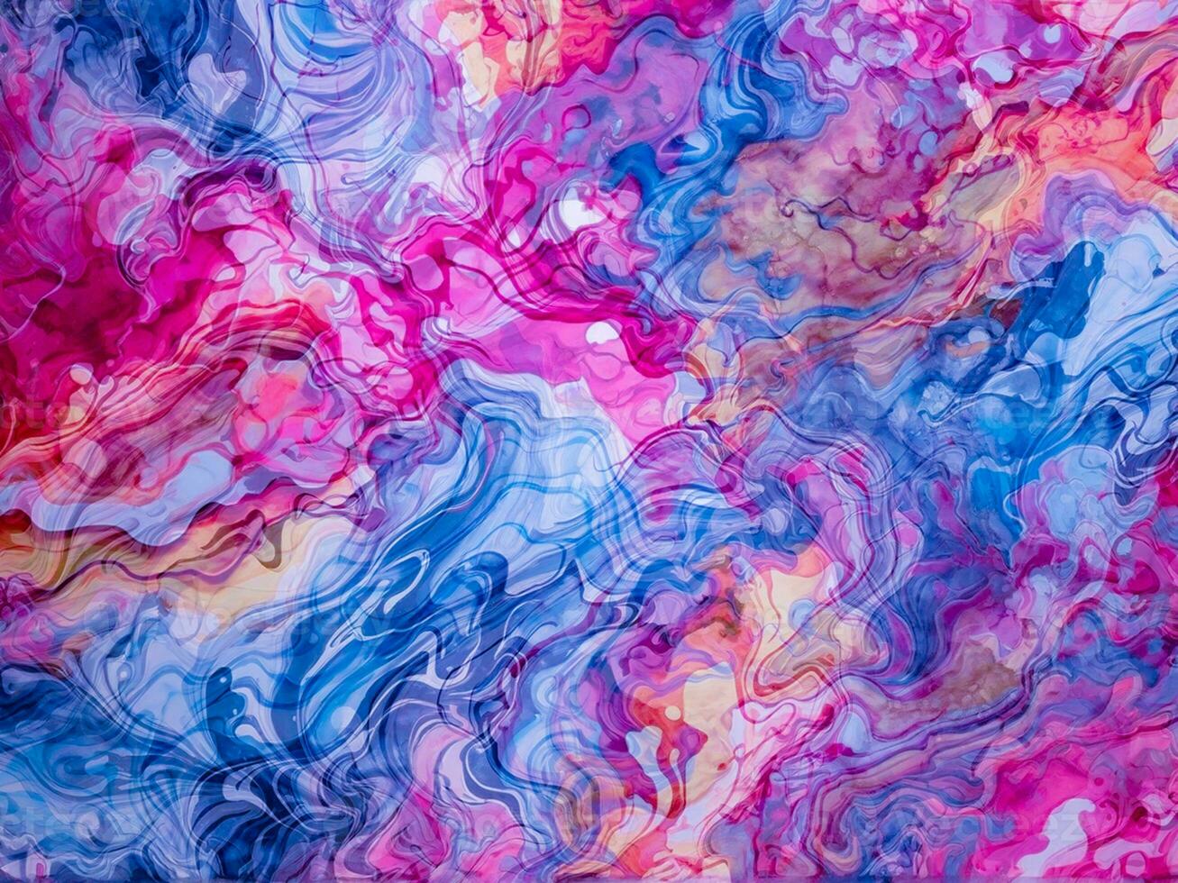 Marbled blue and pink abstract background. Liquid marble gradient mixing Swirled ink pattern texture watercolor acid wash texture bright colorful photo