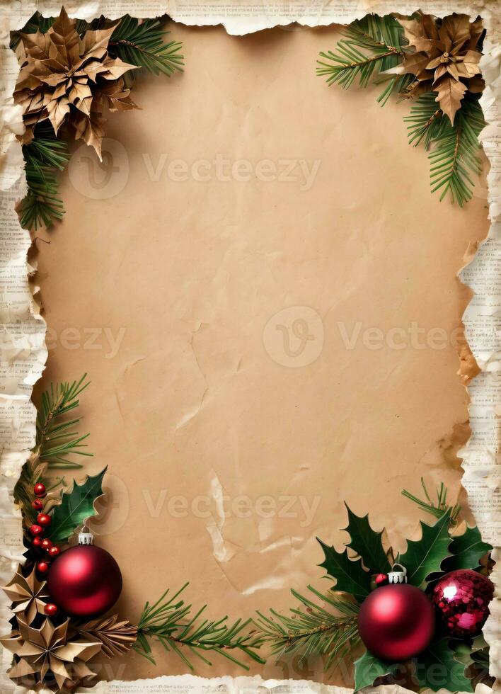 Christmas Vintage Paper Background AI Generative photo