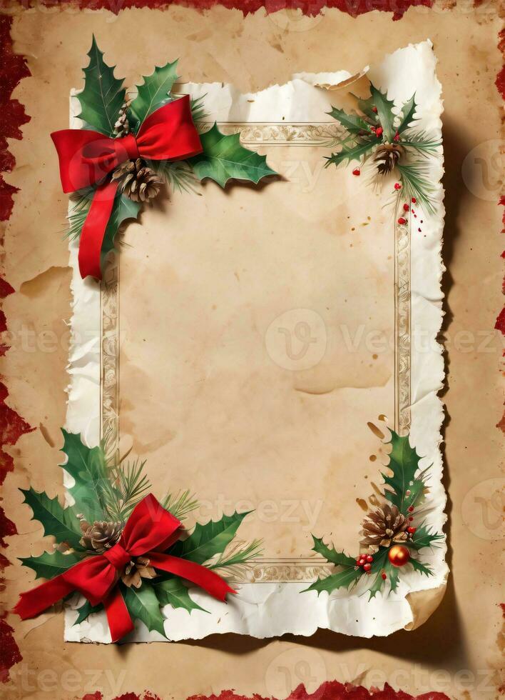 Christmas Vintage Paper Background AI Generative photo