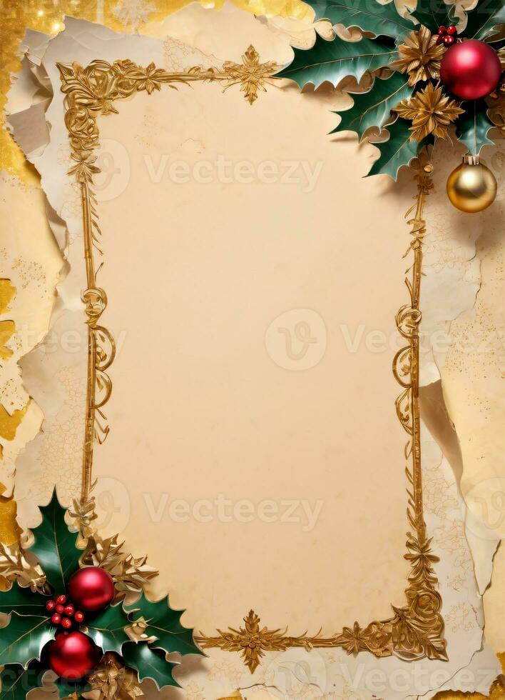 Christmas Vintage Paper Background AI Generative photo