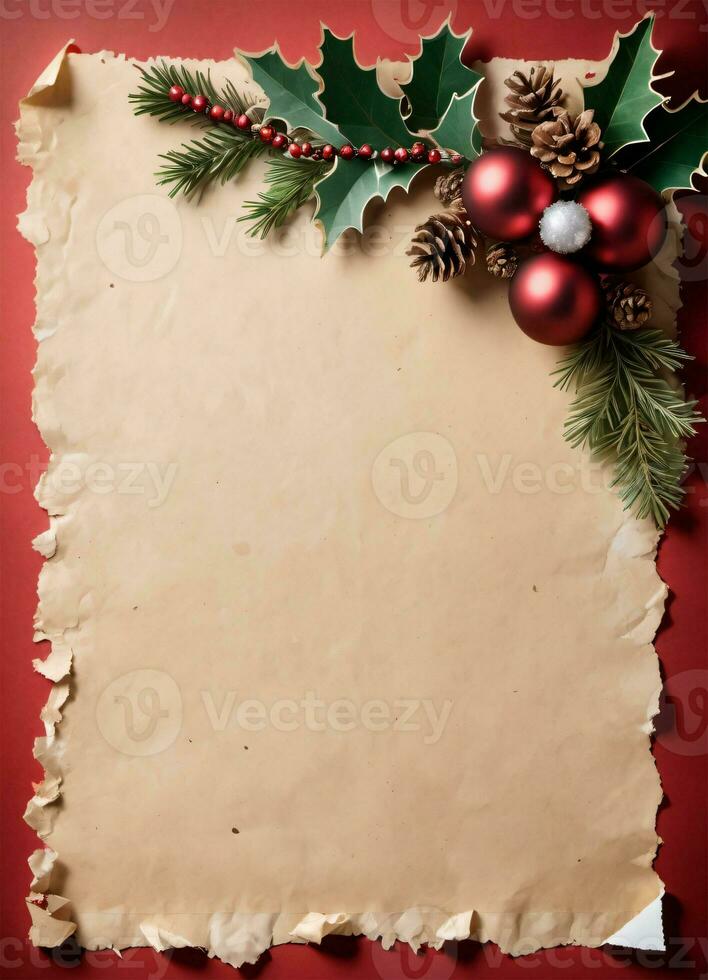 Christmas Vintage Paper Background AI Generative photo