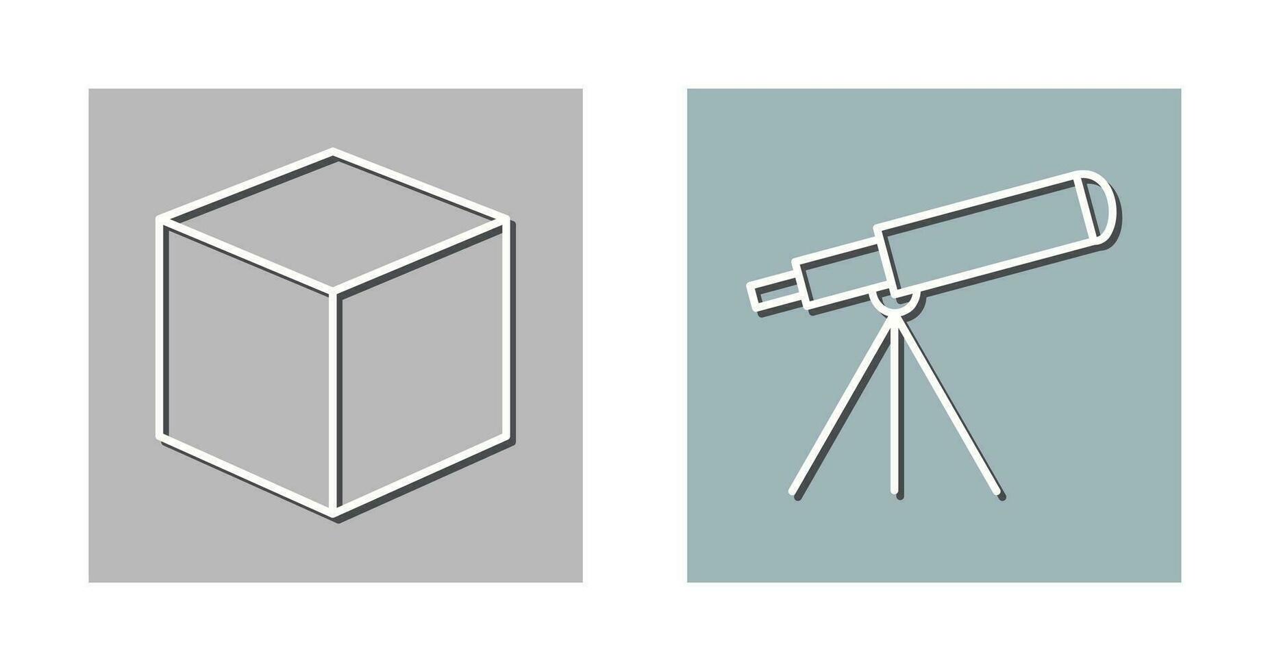 cubic design and telescope Icon vector