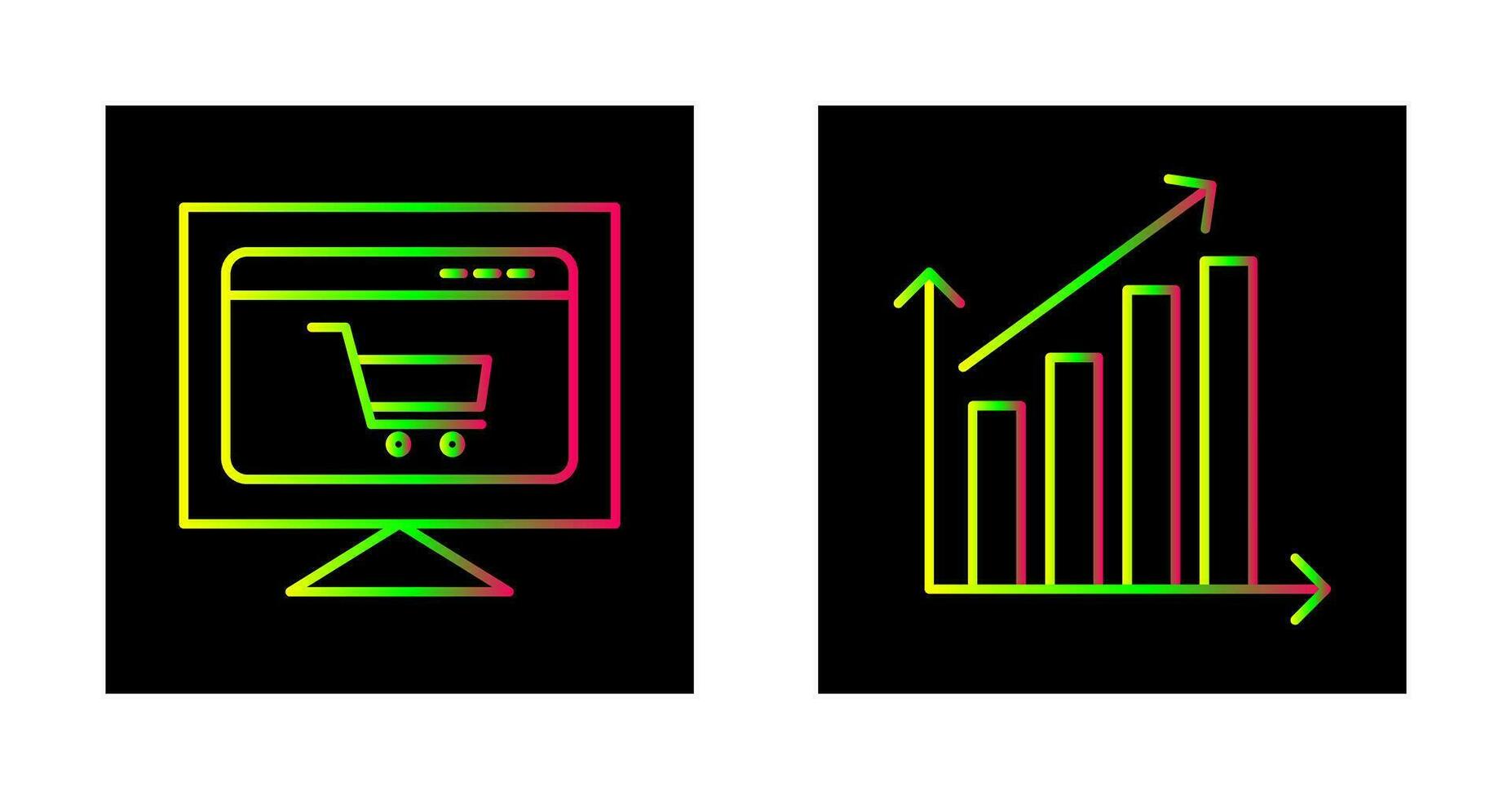 comercio electrónico sitio web y creciente Estadísticas icono vector