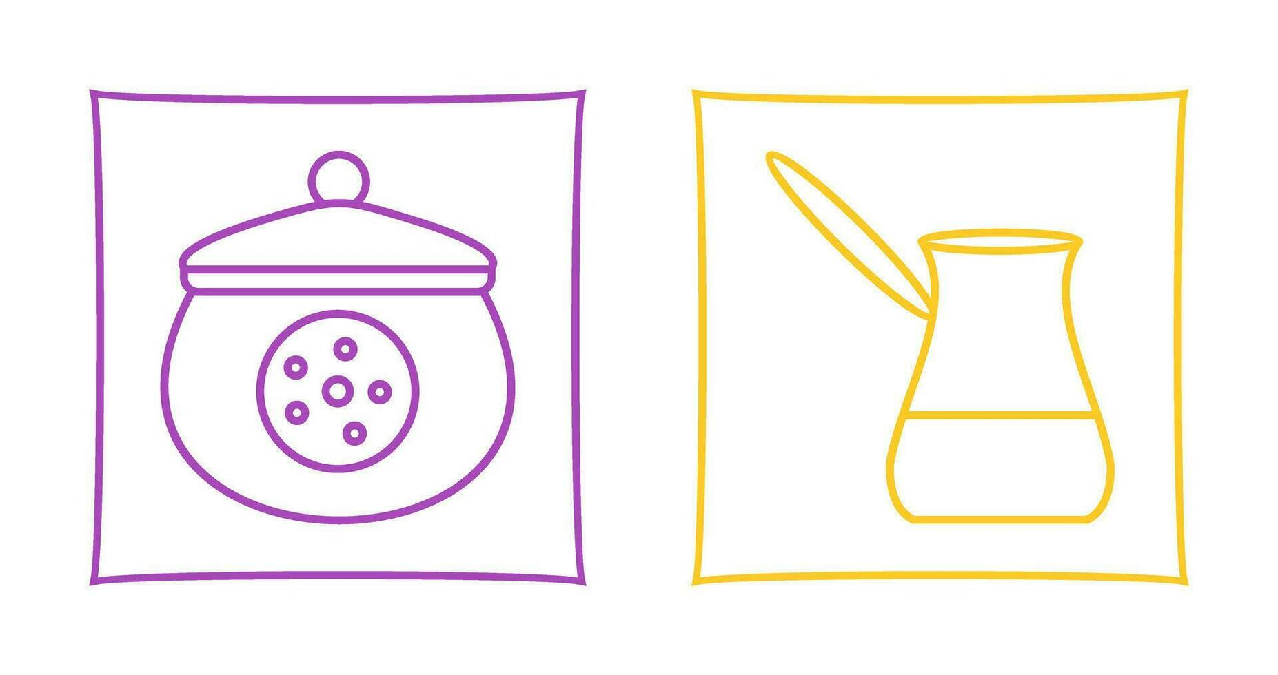 cookie jar and cezve Icon vector