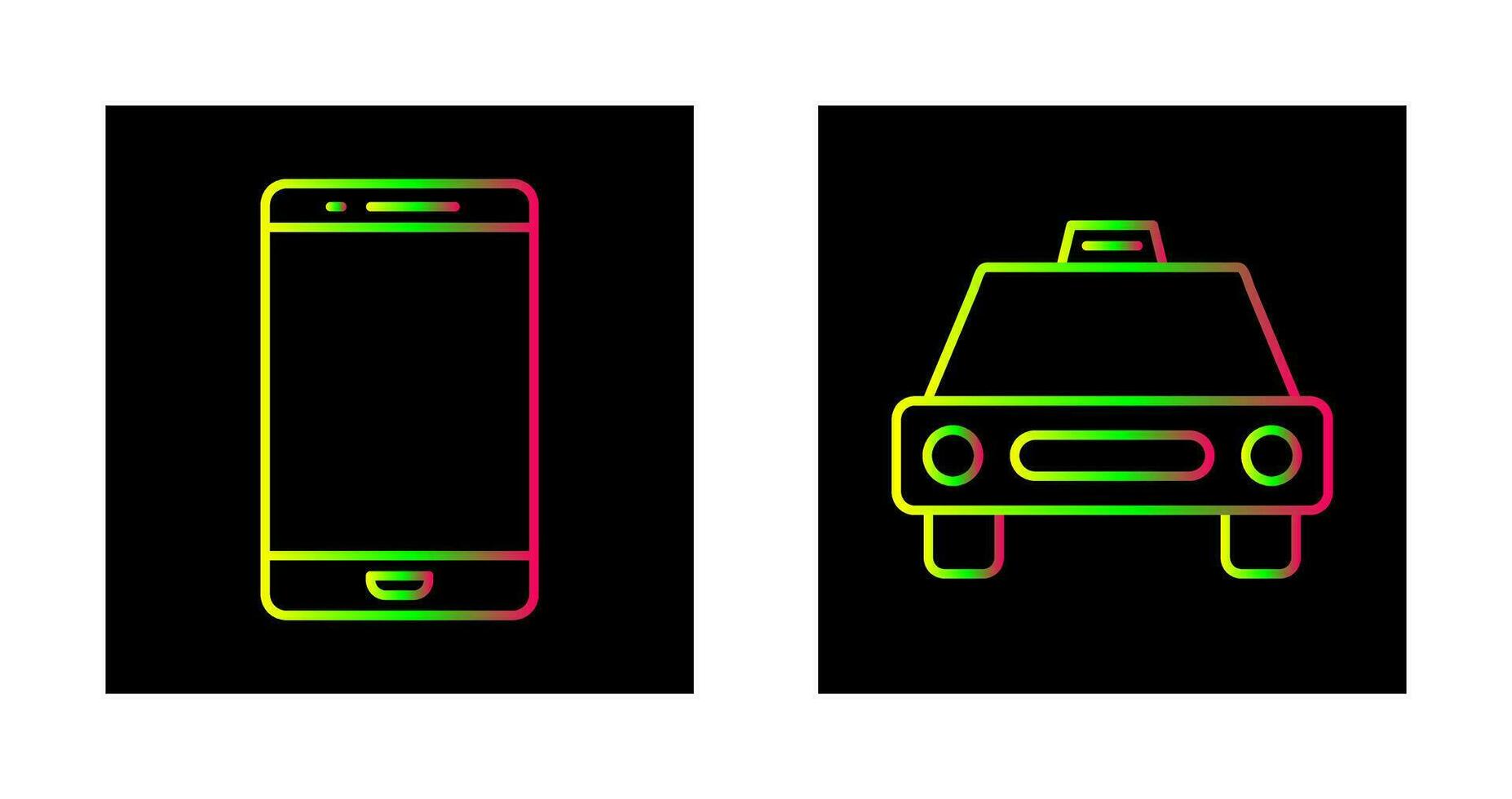 célula teléfono y taxi icono vector