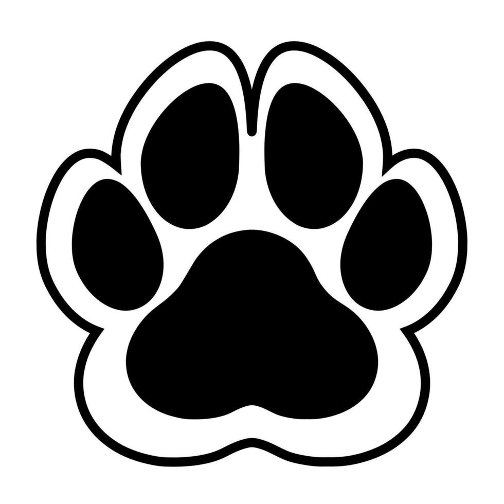 black border paw logo on white background vector