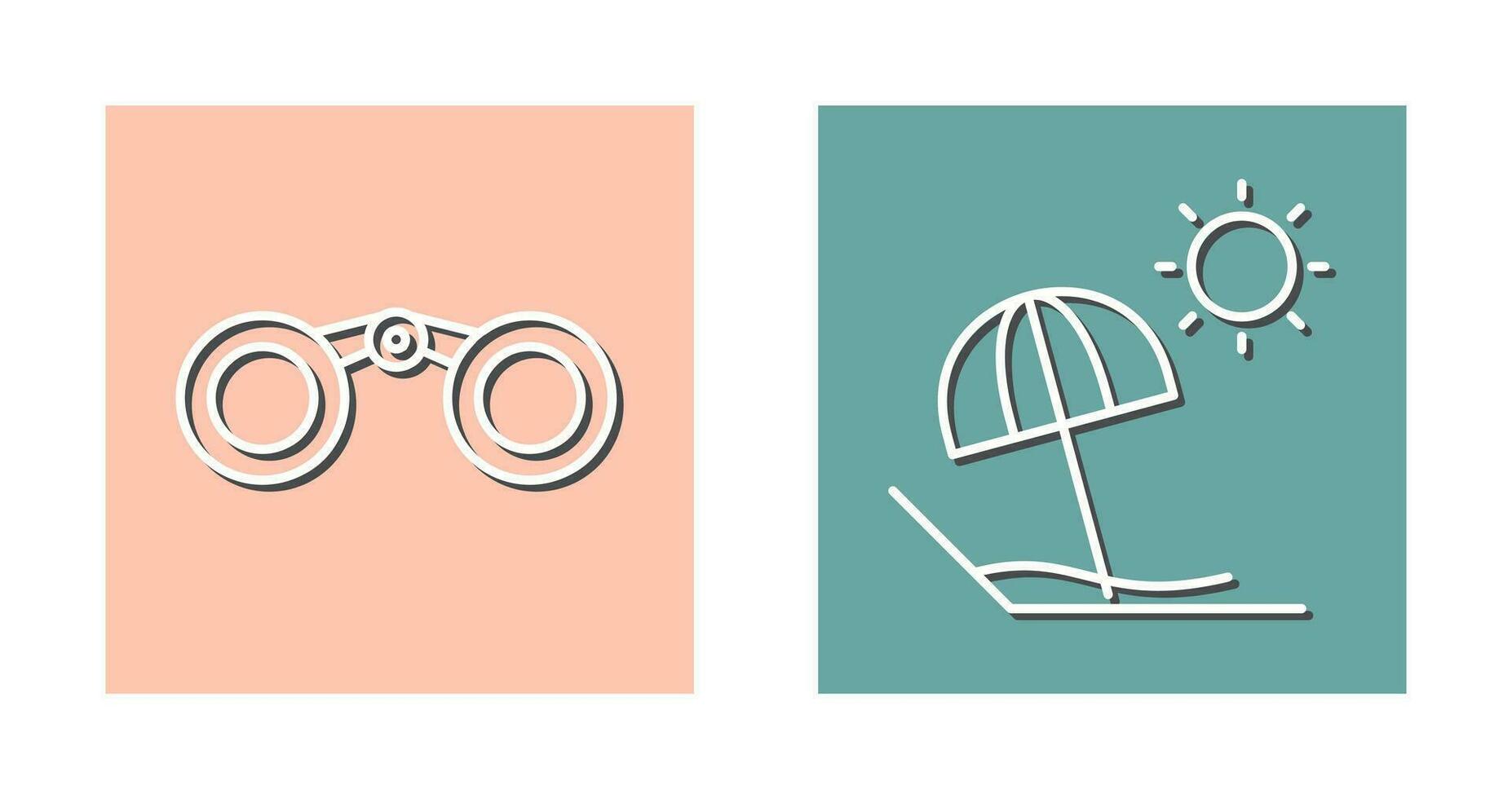 Binoculars and beach Icon vector