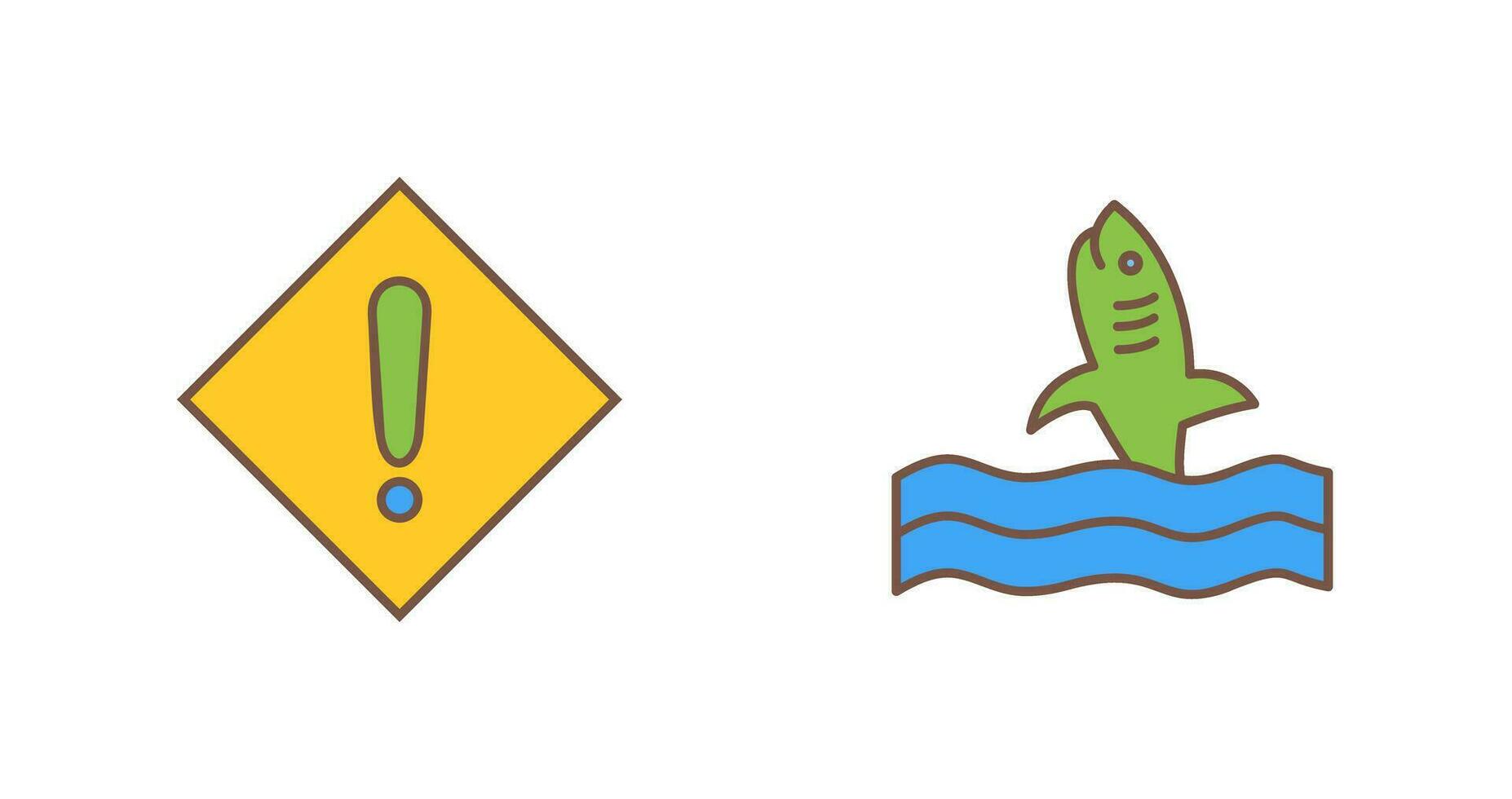 caution sign and dangerous shark  Icon vector