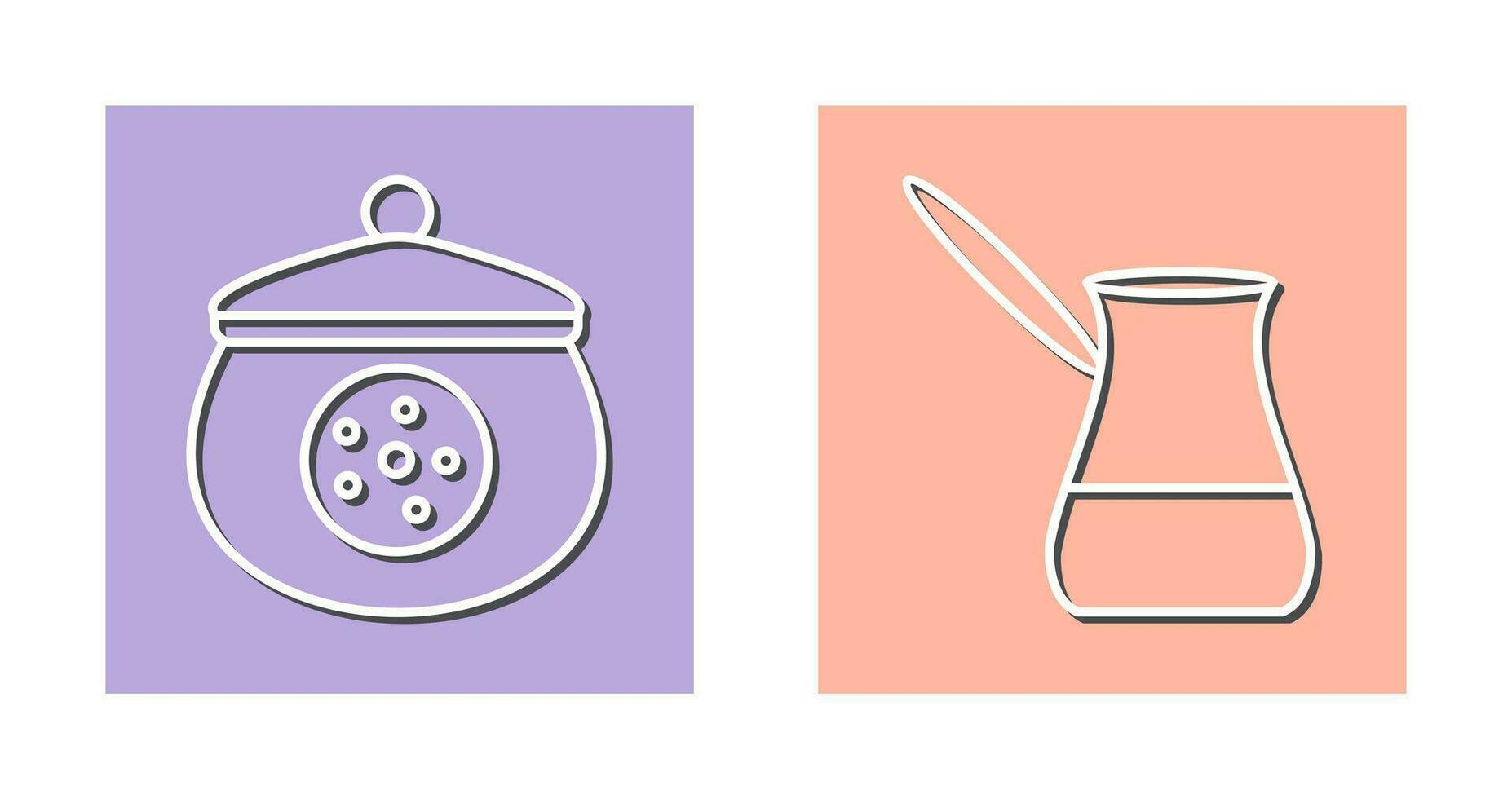 cookie jar and cezve Icon vector