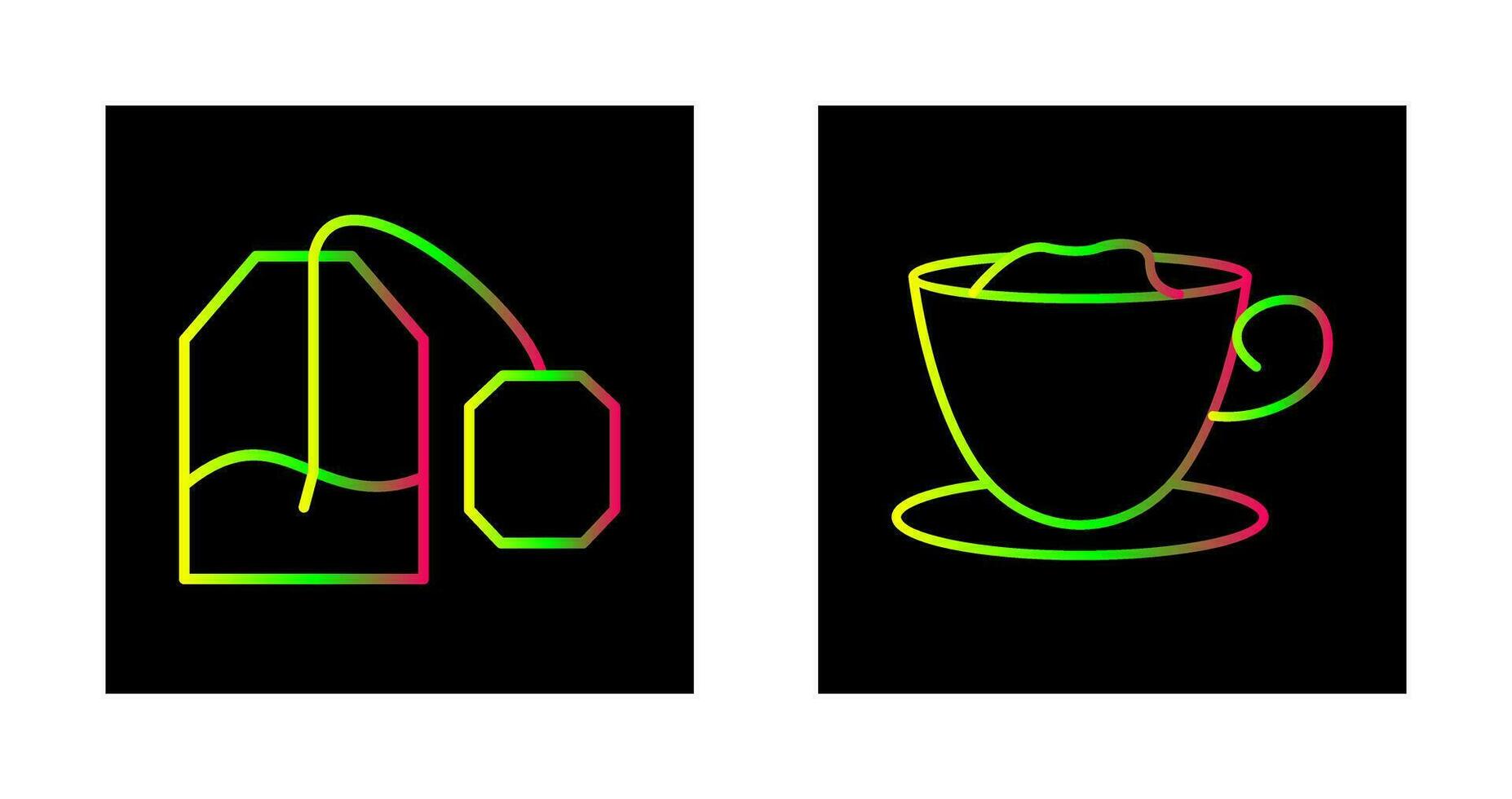 té bolso y cremoso café icono vector