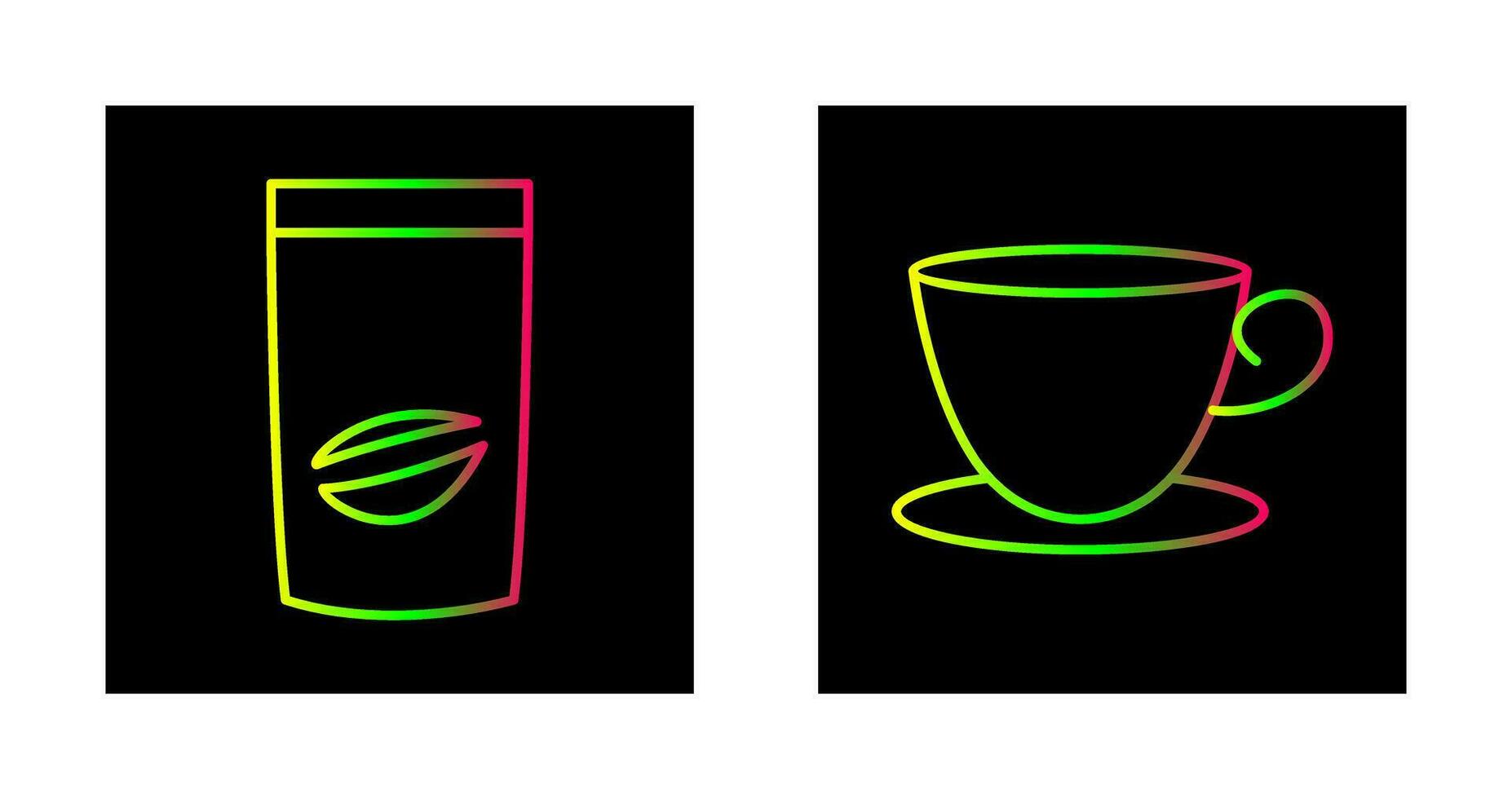 coffee bag and tea cup  Icon vector