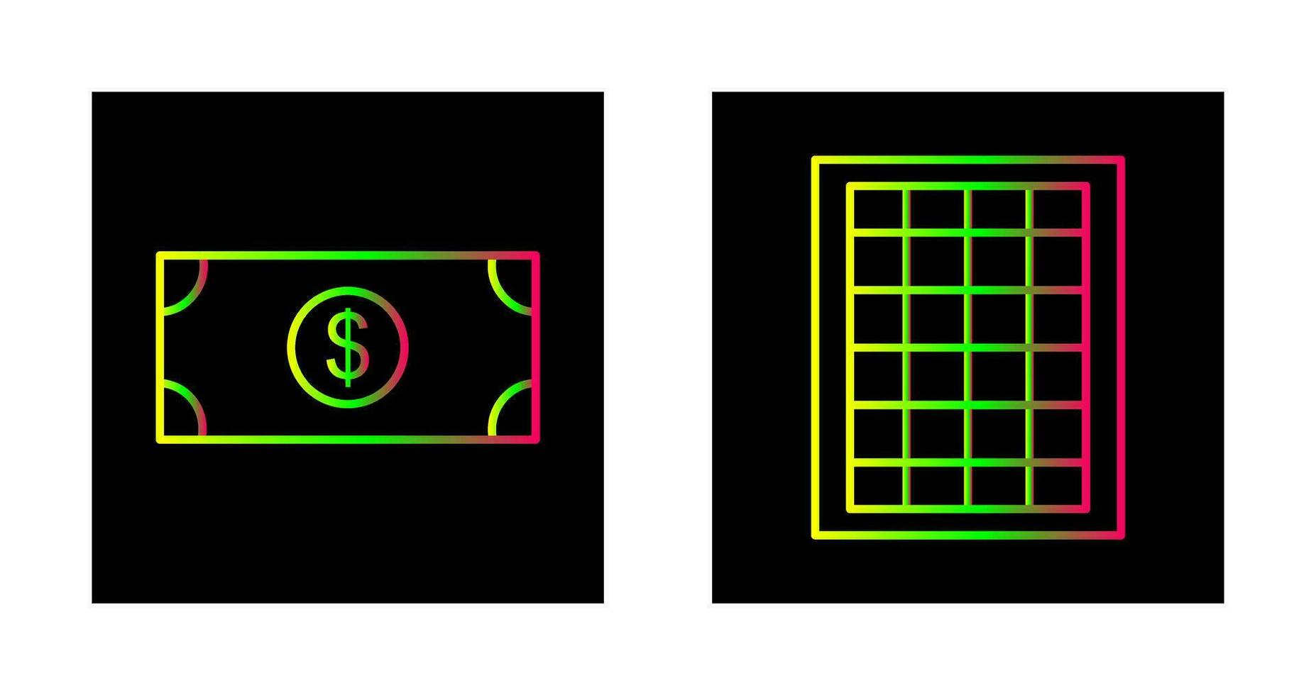 dollar bill and table of rates  Icon vector