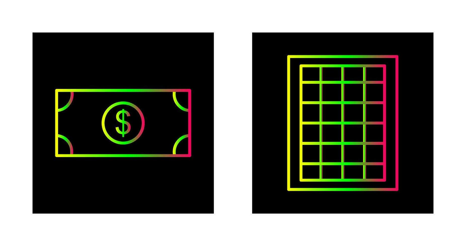 dollar bill and table of rates  Icon vector